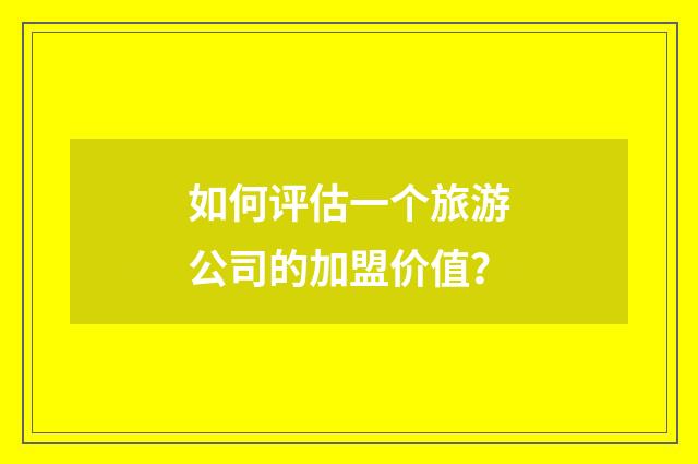 如何评估一个旅游公司的加盟价值？