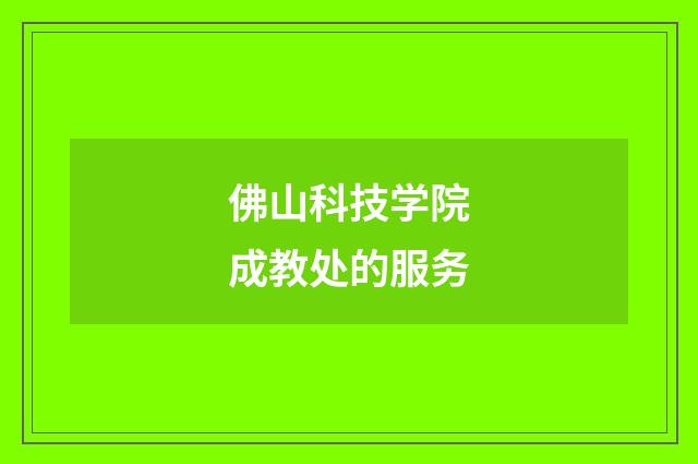 佛山科技学院成教处的服务