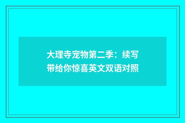 大理寺宠物第二季：续写带给你惊喜英文双语对照