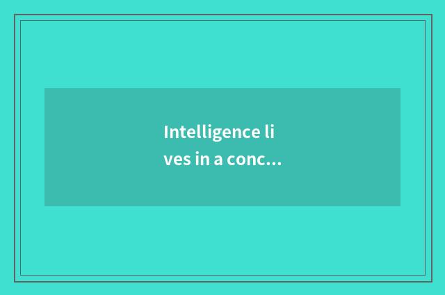 Intelligence lives in a concept the glamour of investment