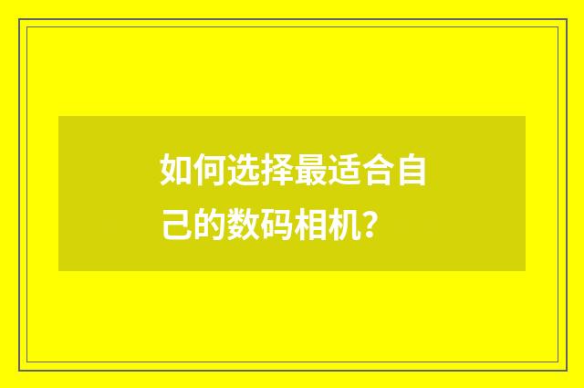 如何选择最适合自己的数码相机？