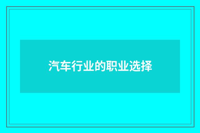 汽车行业的职业选择