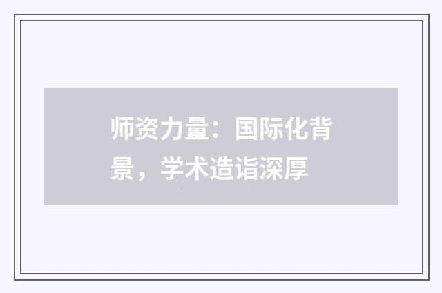 师资力量：国际化背景，学术造诣深厚