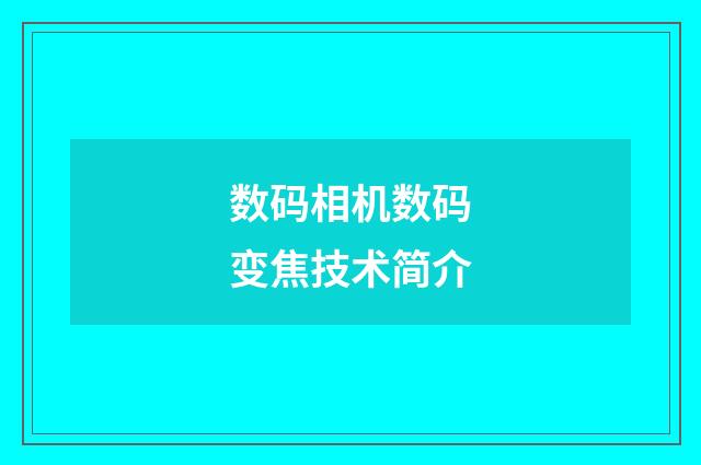数码相机数码变焦技术简介