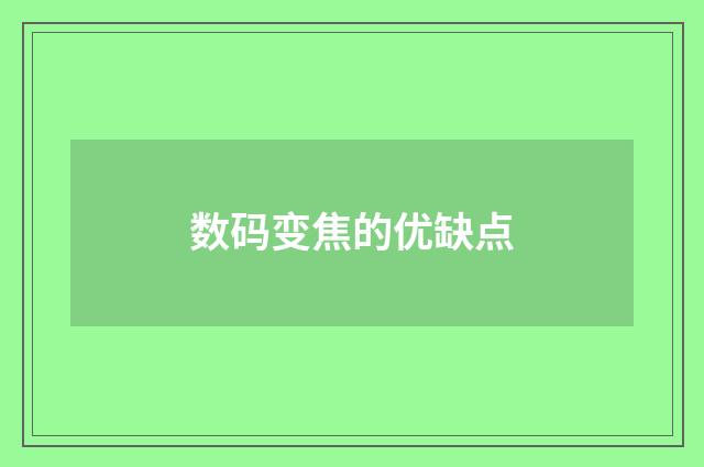 数码变焦的优缺点