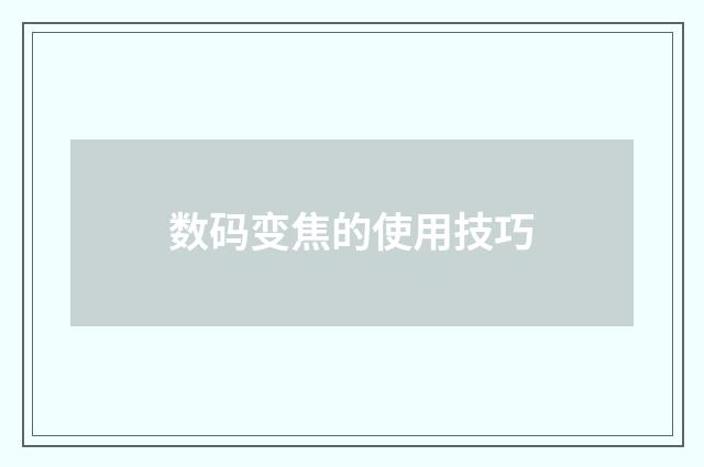数码变焦的使用技巧