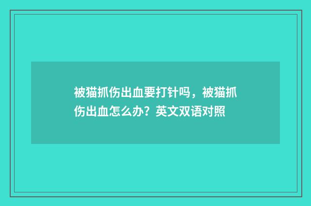 被猫抓伤出血要打针吗，被猫抓伤出血怎么办？英文双语对照