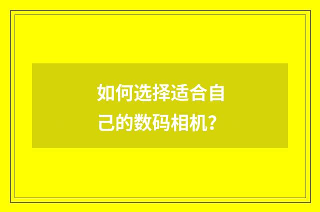 如何选择适合自己的数码相机?
