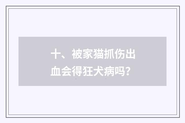 十、被家猫抓伤出血会得狂犬病吗？