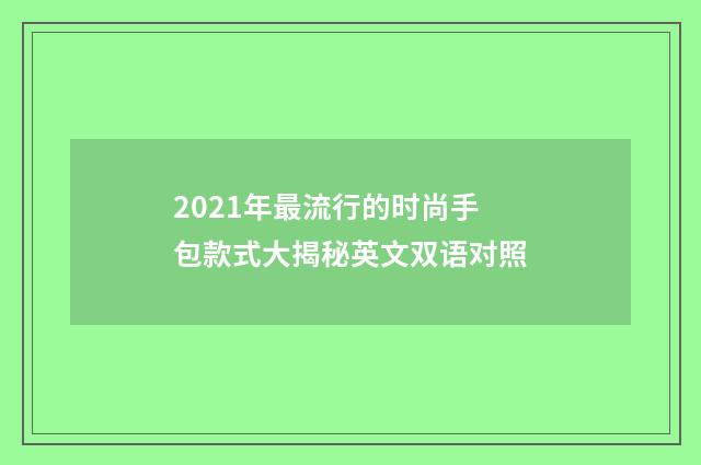 2021年最流行的时尚手包款式大揭秘英文双语对照