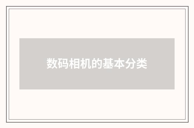 数码相机的基本分类