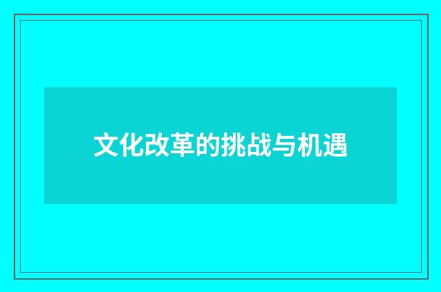 文化改革的挑战与机遇
