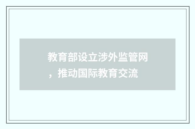 教育部设立涉外监管网，推动国际教育交流