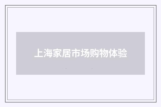 上海家居市场购物体验