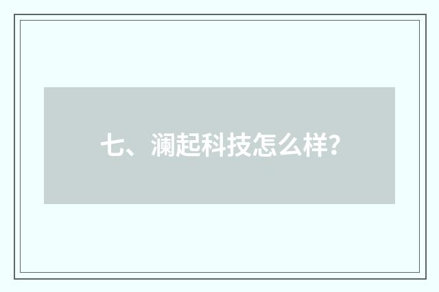 七、澜起科技怎么样？