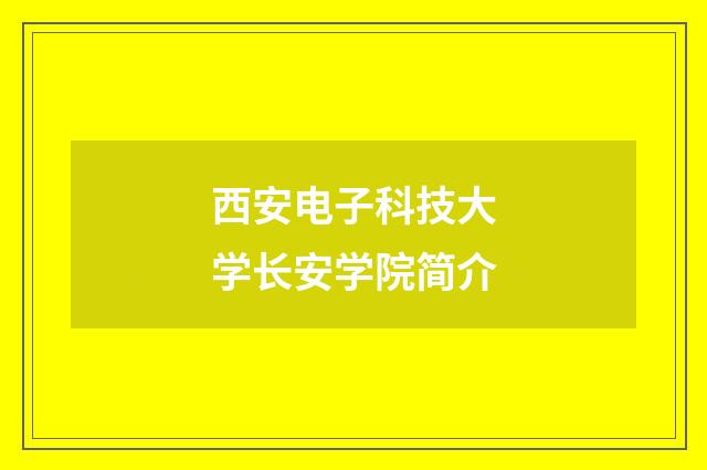 西安电子科技大学长安学院简介