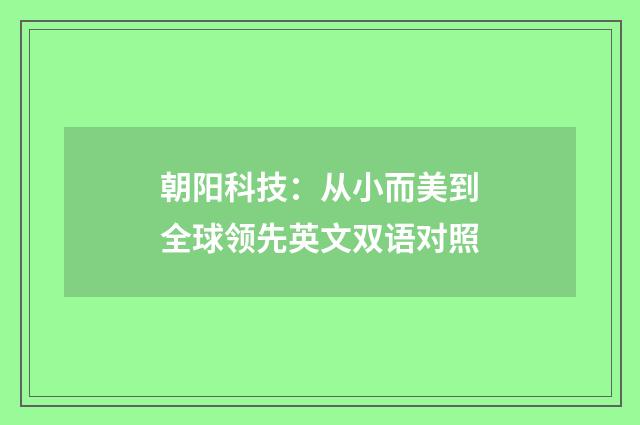 朝阳科技：从小而美到全球领先英文双语对照