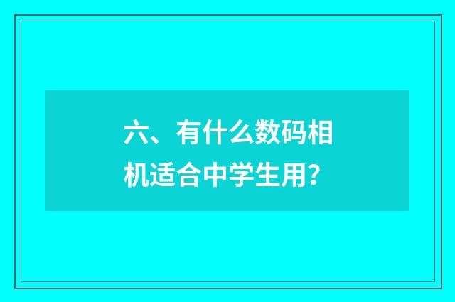 六、有什么数码相机适合中学生用？