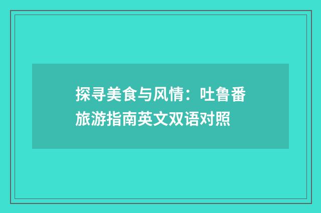 探寻美食与风情：吐鲁番旅游指南英文双语对照