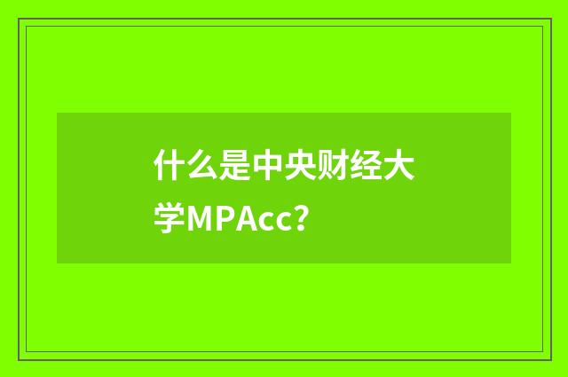 什么是中央财经大学MPAcc？