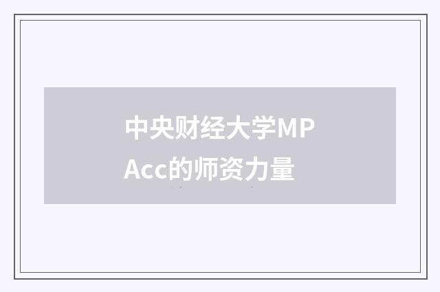 中央财经大学MPAcc的师资力量