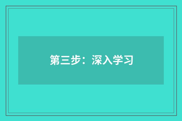 第三步：深入学习