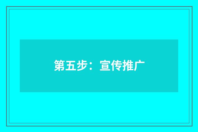 第五步：宣传推广