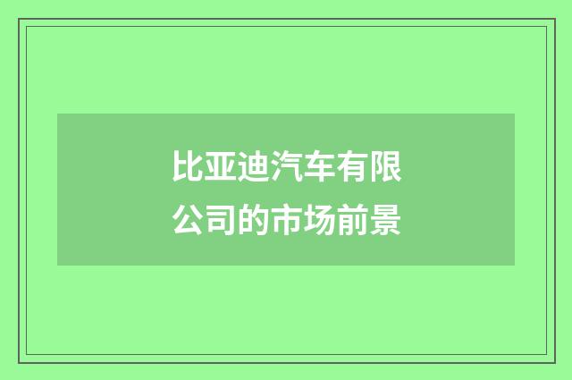 比亚迪汽车有限公司的市场前景