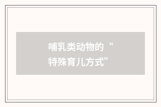 哺乳类动物的“特殊育儿方式”
