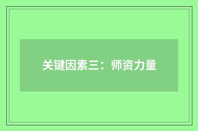 关键因素三：师资力量