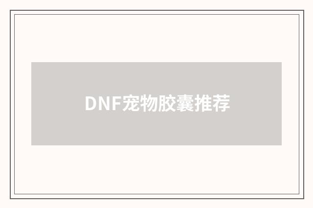 DNF宠物胶囊推荐