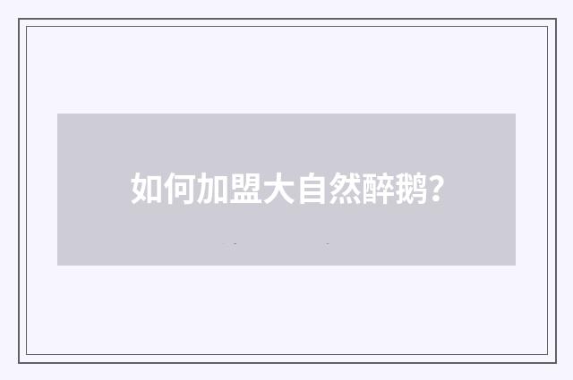 如何加盟大自然醉鹅？