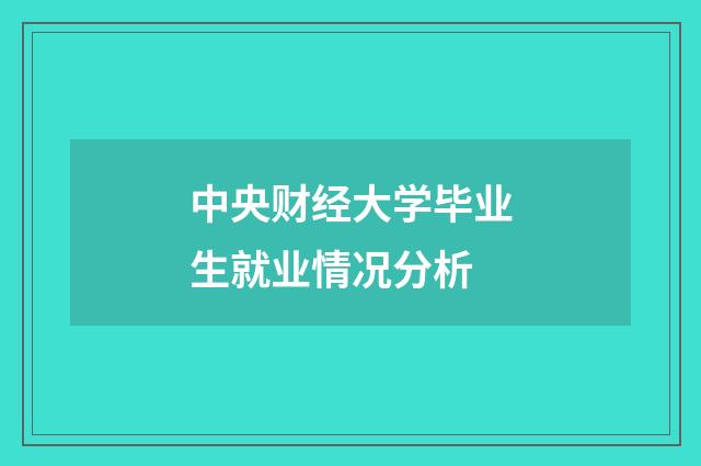 中央财经大学毕业生就业情况分析