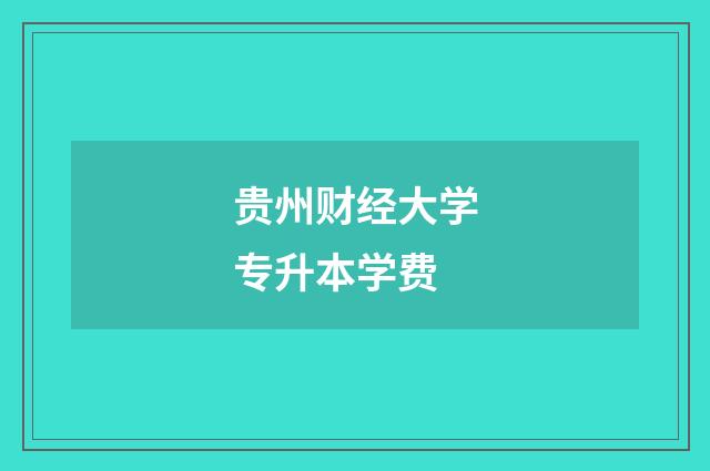 贵州财经大学专升本学费