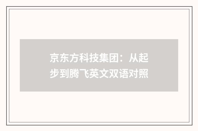 京东方科技集团：从起步到腾飞英文双语对照