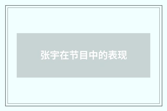 张宇在节目中的表现
