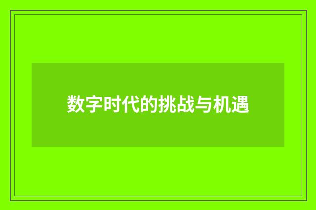 数字时代的挑战与机遇