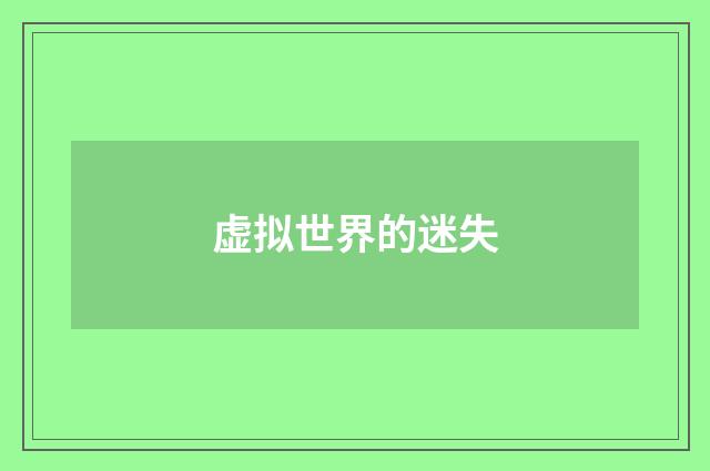 虚拟世界的迷失
