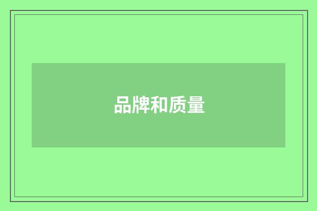 品牌和质量