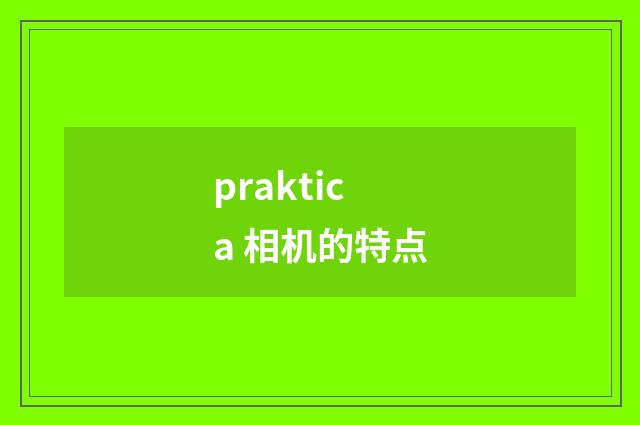 praktica 相机的特点