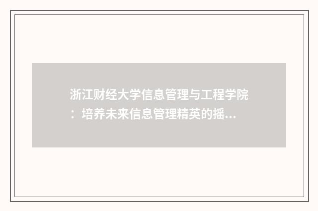 浙江财经大学信息管理与工程学院：培养未来信息管理精英的摇篮英文双语对照