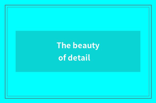 The beauty of detail