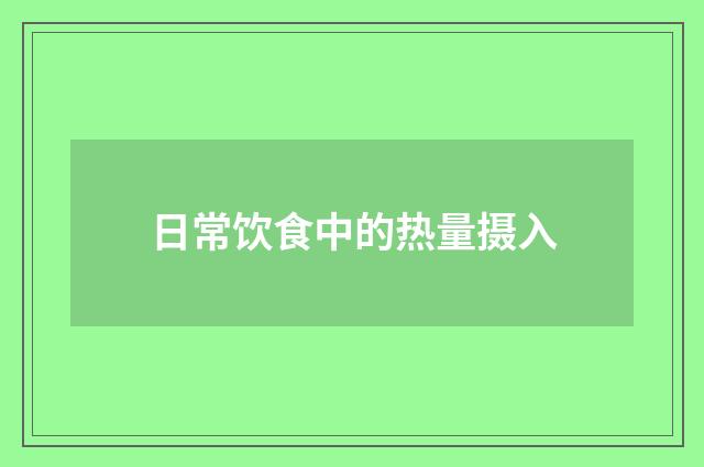 日常饮食中的热量摄入