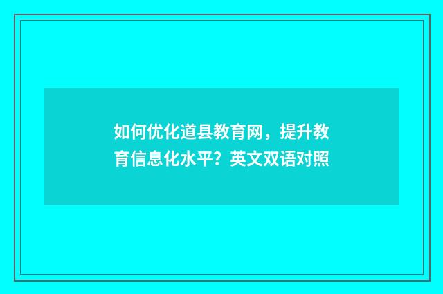 如何优化道县教育网，提升教育信息化水平？英文双语对照
