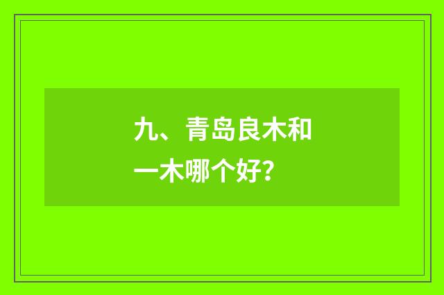 九、青岛良木和一木哪个好？