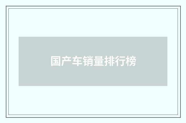 国产车销量排行榜