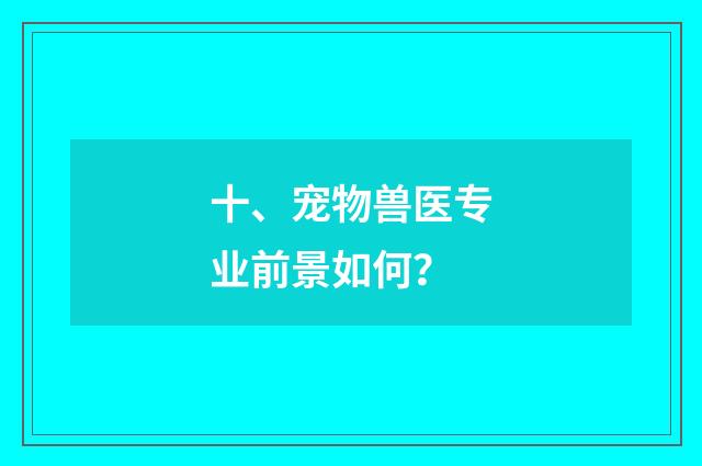 十、宠物兽医专业前景如何？