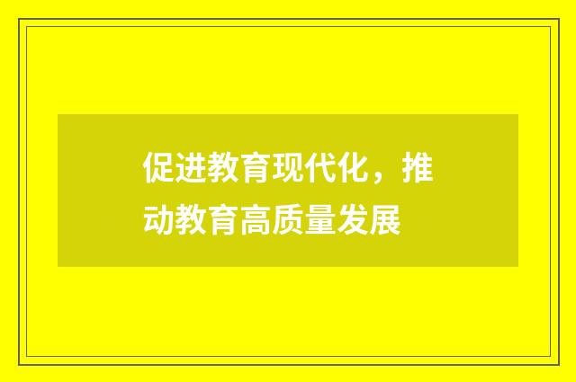 促进教育现代化,推动教育高质量发展