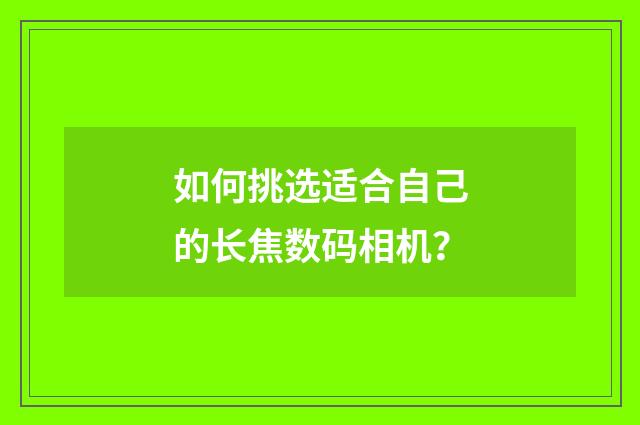 如何挑选适合自己的长焦数码相机？