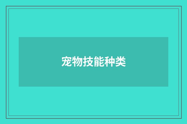 宠物技能种类